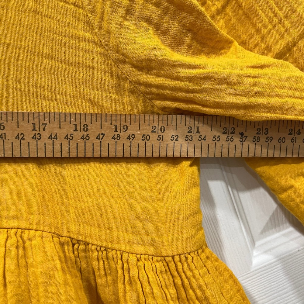 9seed EL MATADOR Mustard Yellow Cotton‎ Gauze Mini Dress Beach Cover Up Size 1 - Picture 5 of 8